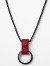 Black Metal Necklace with Cockrings - Red Leather