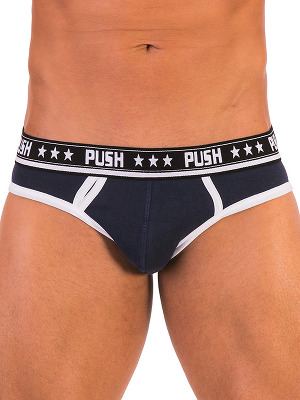 - Push - Premium Cotton Brief - Navy/Wei