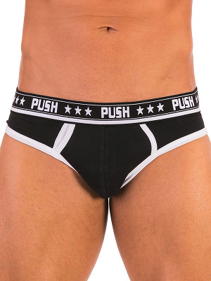 - Push - Premium Cotton Brief - Schwarz/Wei