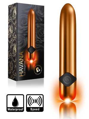 10 Speed Havana True Elegance Bullet Vibrator - Gold