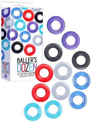 Baller's Dozen - 12 Stretchy Cockrings - Verpackung beschdigt