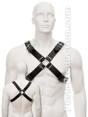 Black Leather Large Buckle & Wide Harness