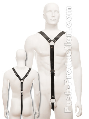 Black Leather Mens Y Harness