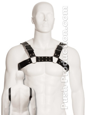 Black Leather Slim Bulldog Male Chest Harness