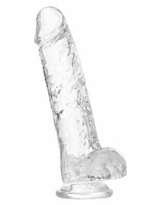 Dildo with Balls and Suction Cup Clear - Medium