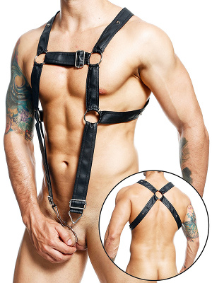 DNGEON Cross Cockring Harness - Schwarz