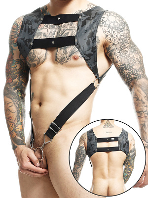 DNGEON Top Cockring Harness - Grau