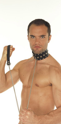 Halsband mit Nieten und Hundeketten