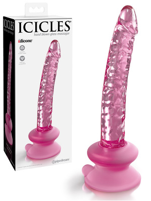 Icicles No. 86 - Glas Dildo mit Saugnapf