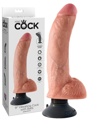 King Cock - 9 inch Vibrating Cock with Balls Natur