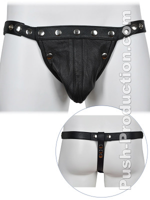 Leder String schwarz