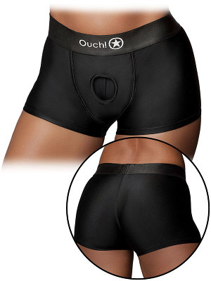 OUCH! Vibrating Strap-on Boxer - Black M/L