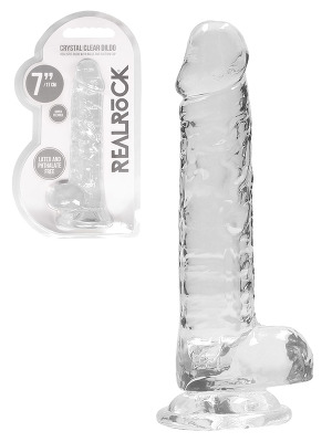 RealRock - Dildo 7 inch mit Hoden - Crystal Clear