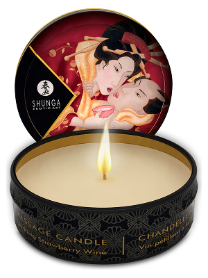 Shunga - Massage-Kerze Romance 30ml - Prickelnder Erdbeerwein