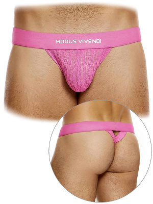 Striped Crochet Thong - Pink
