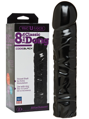 Vac-U-Lock - 8 inch Classic Dong CodeBlack