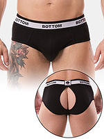 Backless Brief Bottom - Schwarz/Weiss