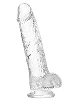 Dildo with Balls and Suction Cup Clear - Medium