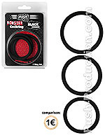 Push Monster - Black Rubber Cockring 3 Ring Set