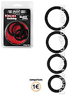 Push Monster - Black Rubber Cockring 4 Ring Set