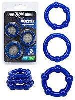 Push Monster Cockring - Triple Set Blue