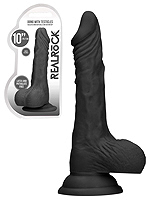 RealRock - Dildo 10 inch mit Hoden - Schwarz