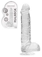 RealRock - Dildo 6 inch mit Hoden - Crystal Clear