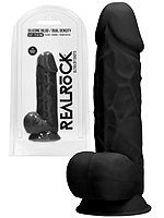 RealRock - Silikon Dildo mit Hoden - Schwarz