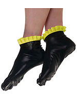 Schwarze Latex Socken mit gelben Rschen