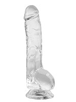 Slim Dildo with Balls and Suction Cup Clear - Medium