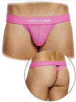 Striped Crochet Thong - Pink